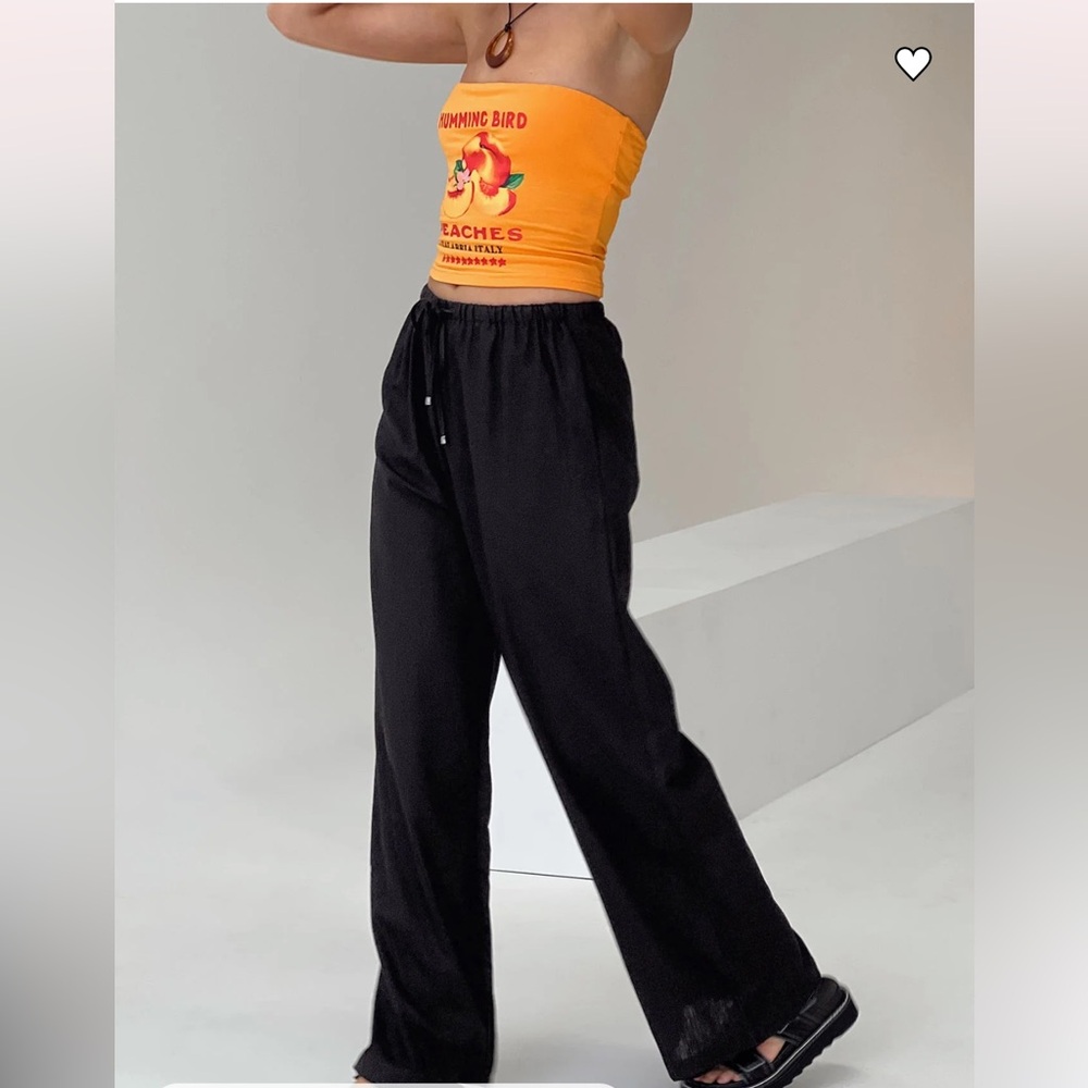 Princess Polly Linen Blend Pants Black